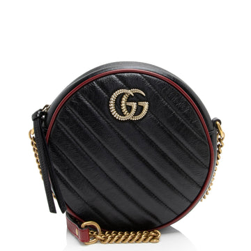 Gucci Matelasse Leather Torchon GG Marmont Round Mini Shoulder New 1:1 Bags (SHF-2rFjwc)