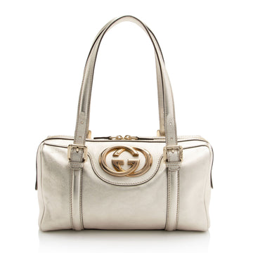 Gucci Metallic Leather Britt Small Boston New 1:1 Bags (SHF-YWrQAR)