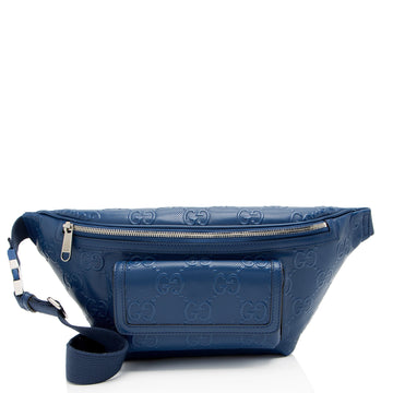 Gucci GG Perforated Embossed Leather Pocket Belt New 1:1 Bags