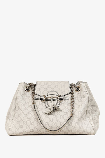 Gucci Medium Emily Off-White Guccissima Leather Shoulder Bag