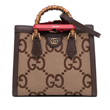 Gucci Small Jumbo GG Canvas Bamboo Diana Satchel