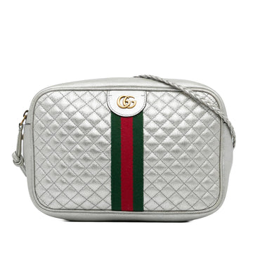 Gucci Small Leather Web Trapuntata Crossbody (SHG-DXltON)