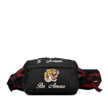 Gucci Techno Canvas Web L Aveugle Par Amour Embroidered Belt New 1:1 Bags