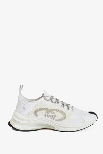 Gucci Run White Knit Logo Lace-Up Sneakers