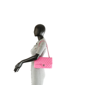 CHANEL 2021 Medium Classic Double Flap Leather- Bubblegum Pink