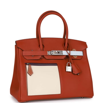 Hermes Colormatic Birkin 30 Cuivre, Nata and Bleu Brume Leather Palladium Hardware