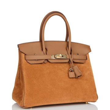 Hermes Birkin 30 Chamois and Alezan Grizzly and Leather Gold Hardware