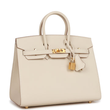 Hermes Birkin Sellier 25 Craie Leather Gold Hardware