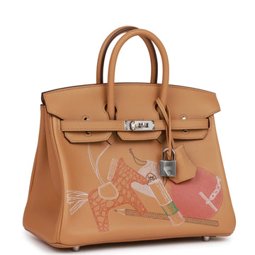 Hermes Birkin 25 In & Out Biscuit Leather Palladium Hardware