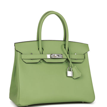Hermes Birkin 30 Vert Criquet Leather Palladium Hardware