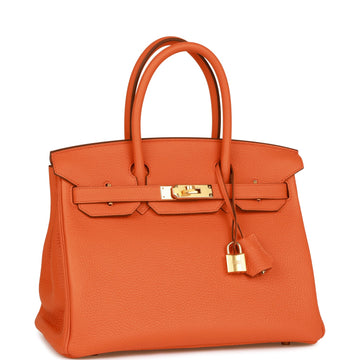 Hermes Birkin 30 Orange Leather Gold Hardware