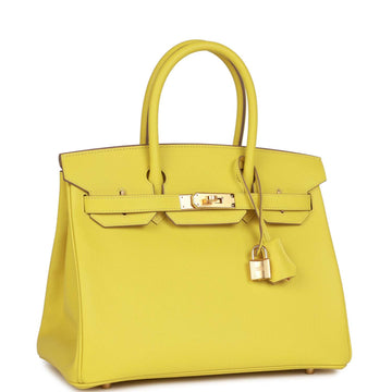 Hermes Birkin 30 Lime Leather Gold Hardware