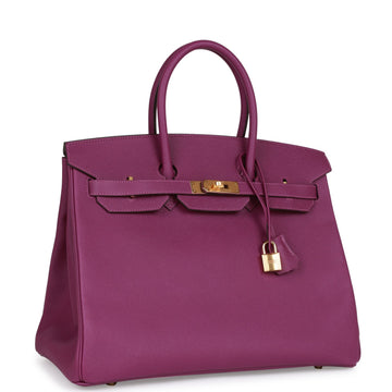 Hermes Birkin 35 Anemone Leather Gold Hardware