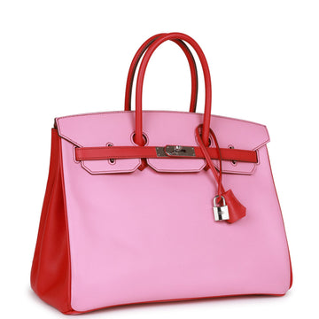 Top Quality Hermes Special Order (HSS) Birkin 35 Bubblegum and Bougainvillea Leather Palladium Hardware