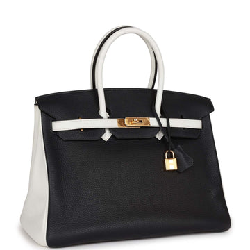Top Quality Hermes Special Order (HSS) Birkin 35 Black and White Leather Gold Hardware
