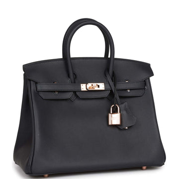 Hermes Birkin 25 Caban Leather Rose Gold Hardware