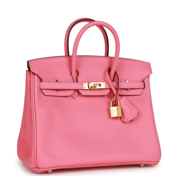 Hermes Birkin 25 Rose Azalee Leather Gold Hardware