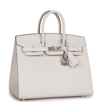 Hermes Birkin Sellier 25 Gris Pale Leather Palladium Hardware