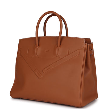 Hermes Birkin Shadow 35 Gold Leather Palladium Hardware