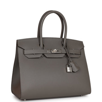 Hermes Birkin Sellier 30 Gris Meyer Leather Palladium Hardware