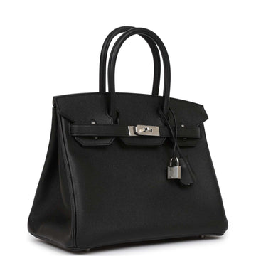 Hermes Birkin 30 Black Leather Palladium Hardware