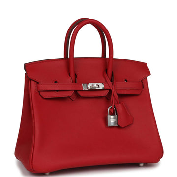 Hermes Birkin 25 Rouge Piment Leather Palladium Hardware