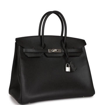 Hermes Birkin 35 Black Leather Palladium Hardware