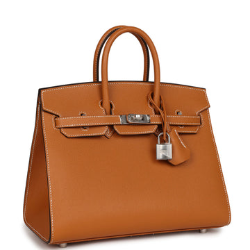 Hermes Birkin Sellier 25 Toffee Leather Palladium Hardware