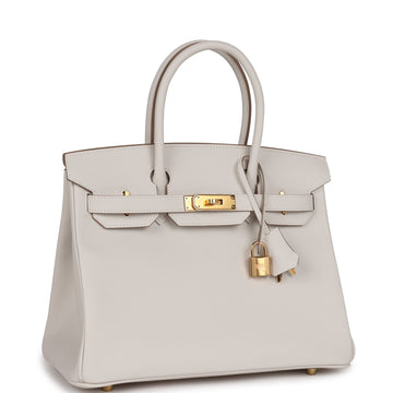 Hermes Birkin 30 Gris Pale Leather Gold Hardware
