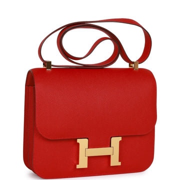 Hermes Constance 24 Rouge Casaque Leather Gold Hardware