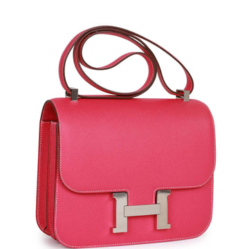Hermes Constance 24 Rose Tyrien Leather Palladium Hardware