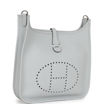 Hermes Evelyne III PM Bleu Pale Leather Palladium Hardware
