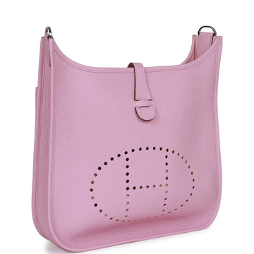Hermes Evelyne III PM Mauve Sylvestre Leather Palladium Hardware