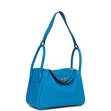 Hermes Lindy 26 Bleu Zanzibar Verso Leather Palladium Hardware