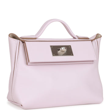 Hermes Mini 24/24 Bag Mauve Pale Verso Evercolor and Leather Palladium Hardware