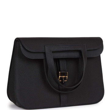 Hermes Halzan 25 Caban Leather Gold Hardware