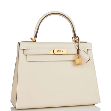 Hermes Special Order (HSS) Kelly Sellier 28 Nata Verso Leather Brushed Gold Hardware