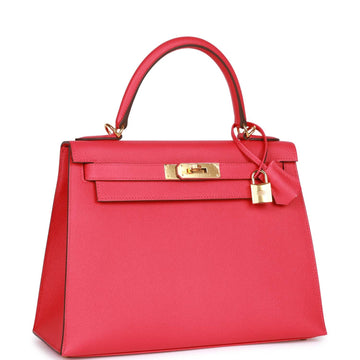 Hermes Kelly Sellier 28 Rose Extreme Leather Gold Hardware