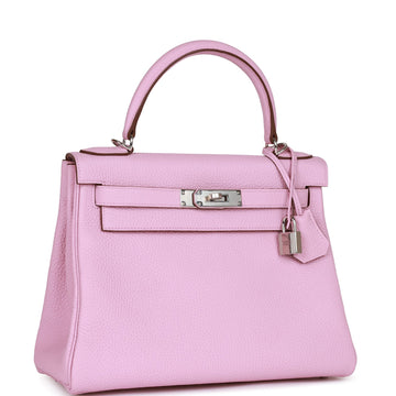 Hermes Kelly Retourne 28 Mauve Sylvestre Leather Palladium Hardware