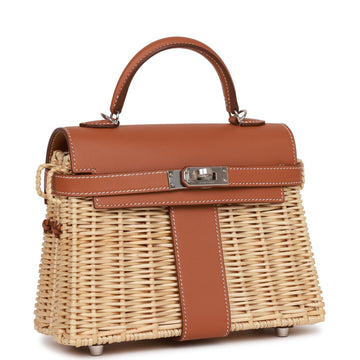 Top Quality Hermes Mini Picnic Kelly 20 Gold Leather Palladium Hardware
