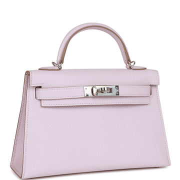 Hermes Kelly Sellier 20 Mauve Pale Leather Palladium Hardware