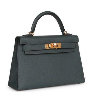 Hermes Kelly Sellier 20 Bleu Orage Leather Gold Hardware