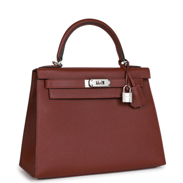 Hermes Kelly Sellier 28 Rouge H Leather Palladium Hardware