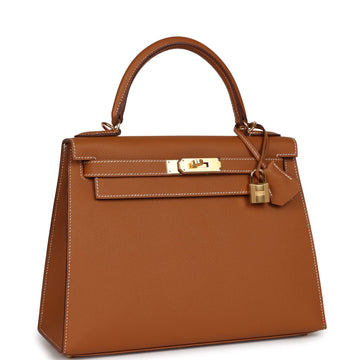 Hermes Kelly Sellier 28 Gold Leather Gold Hardware