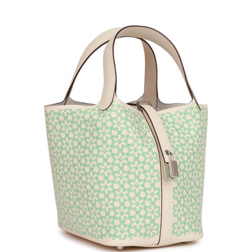 Hermes Picotin Lock 18 "Lucky Daisy" Nata Leather Palladium Hardware