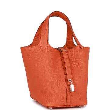 Hermes Picotin Lock 18 Orange Leather Palladium Hardware