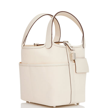 Hermes Picotin Cargo 18 Nata Leather and Toile Canvas Palladium Hardware