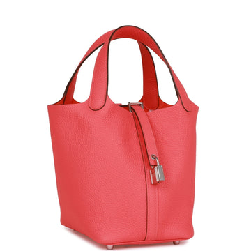 Hermes Picotin Lock 18 Rose Texas Leather Palladium Hardware
