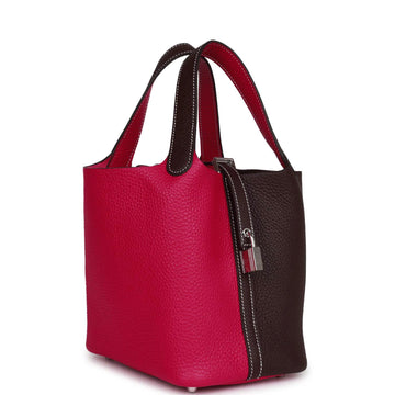 Hermes Picotin Lock 18 Casaque Framboise and Rouge Sellier Leather Palladium Hardware
