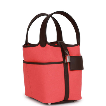 Hermes Picotin Cargo 18 Rose Texas and Rouge Sellier Leather and Toile Canvas Palladium Hardware